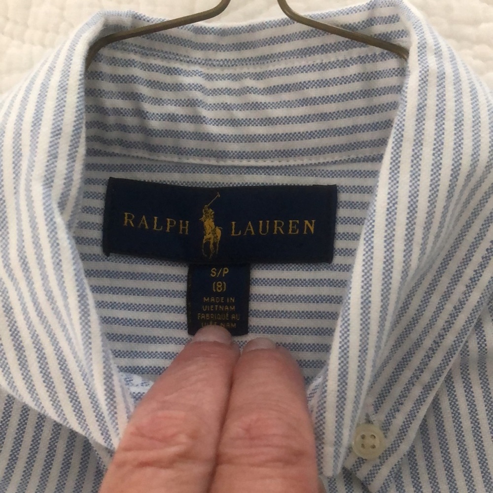 Ralph Lauren blue striped Oxford dress shirt - Picture 3 of 5